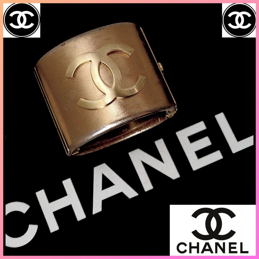 CHANEL シャネル❦ココマーク ゴールド ワイドバングル ヴィンテージ❦希少