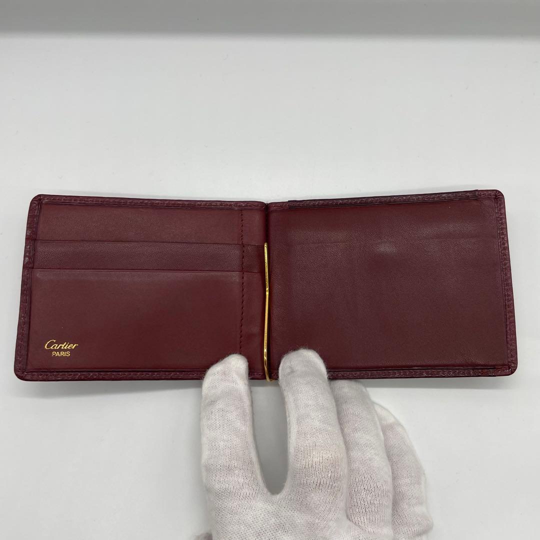 【美品】 Cartier カルティエ マネークリップ付き 折り財布