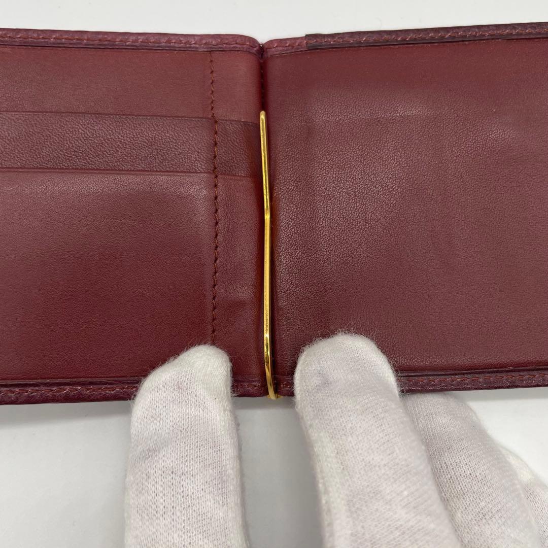 【美品】 Cartier カルティエ マネークリップ付き 折り財布