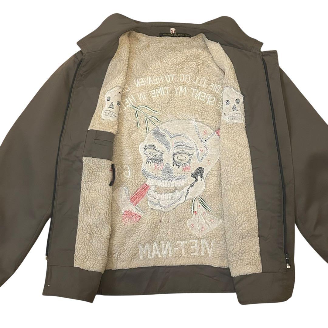 スーベニアジャケット ブルゾン スカル ドクロ ベトジャン 刺繍 ミリタリー