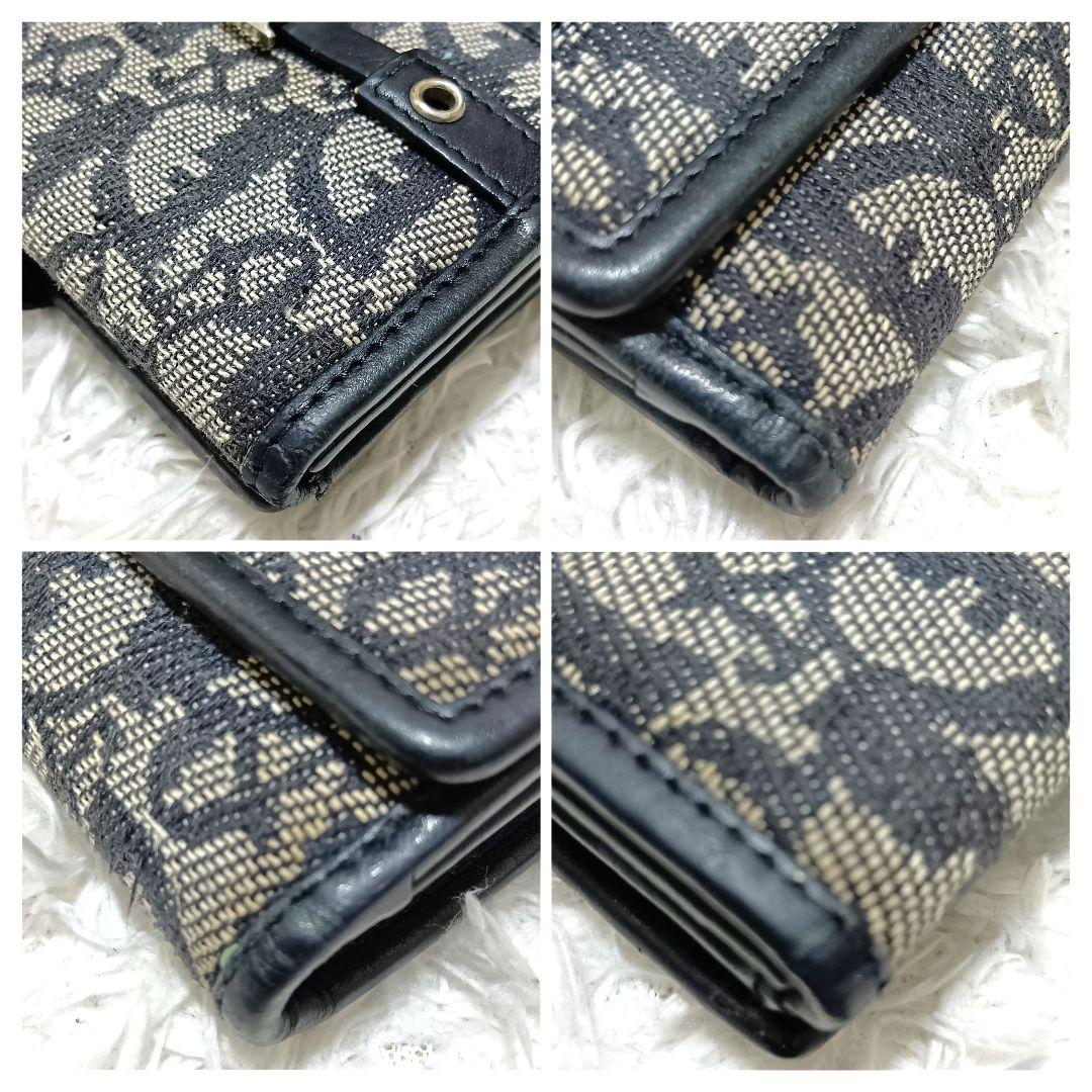 クリスチャンディオール　二つ折り財布　キャンバス　レザー　シルバーロゴ　正規品