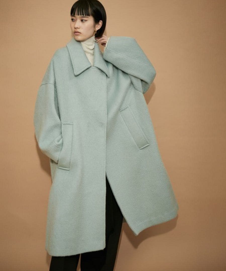 ADAM ET ROPE WEB限定 ステンカラーシャギーコート ブラック