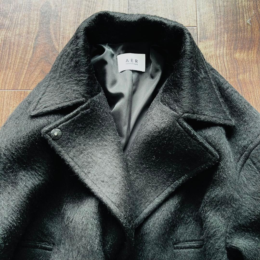 ADAM ET ROPE WEB限定 ステンカラーシャギーコート ブラック