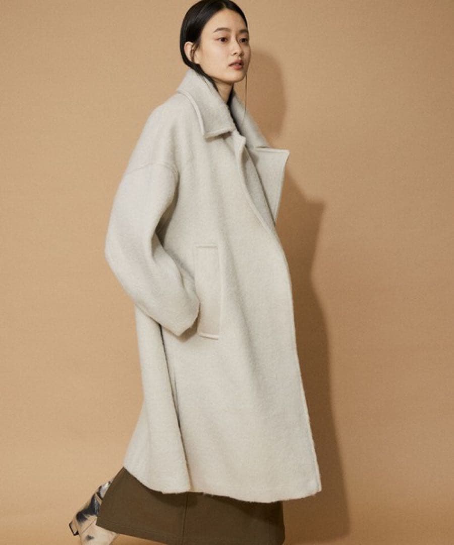 ADAM ET ROPE WEB限定 ステンカラーシャギーコート ブラック