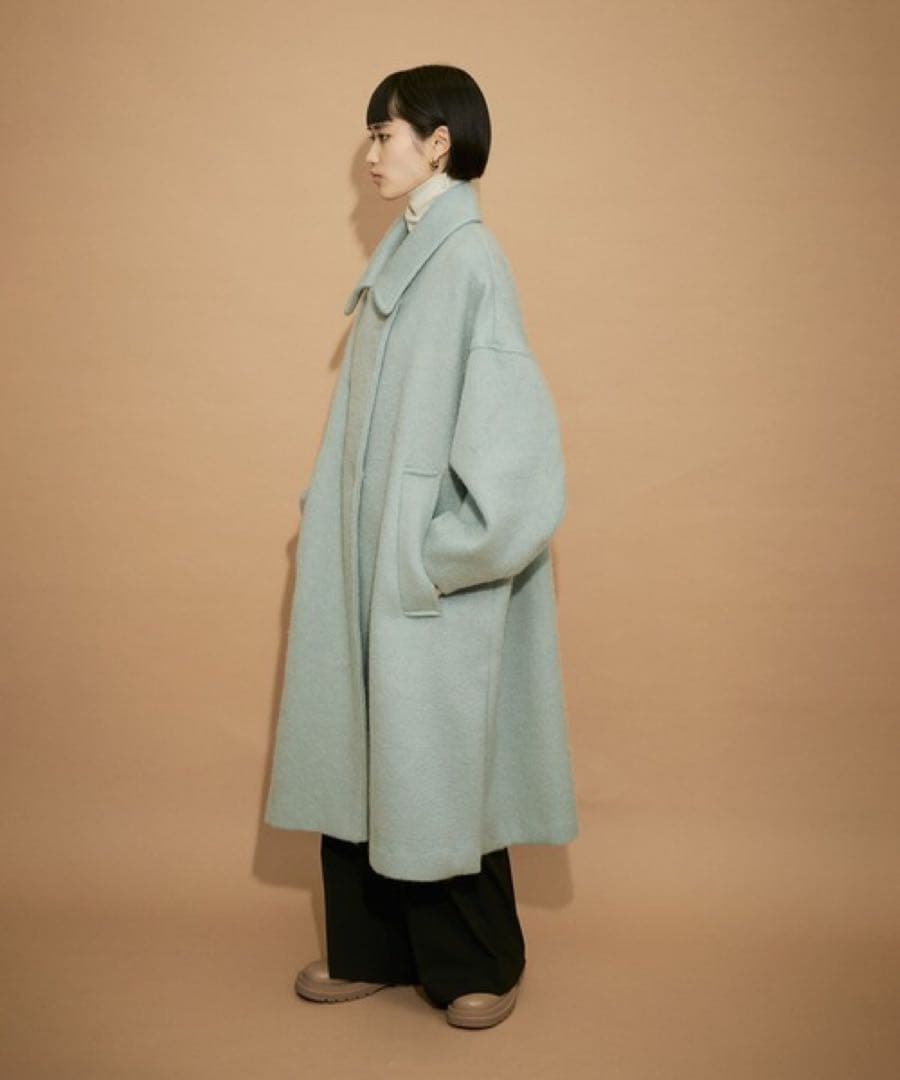 ADAM ET ROPE WEB限定 ステンカラーシャギーコート ブラック