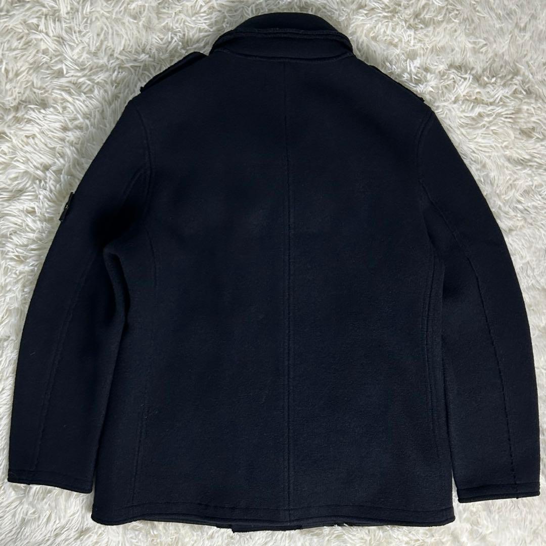 【高級・極美品】ストーンアイランド Pコート 刺繍ロゴ ウール100% ネイビー