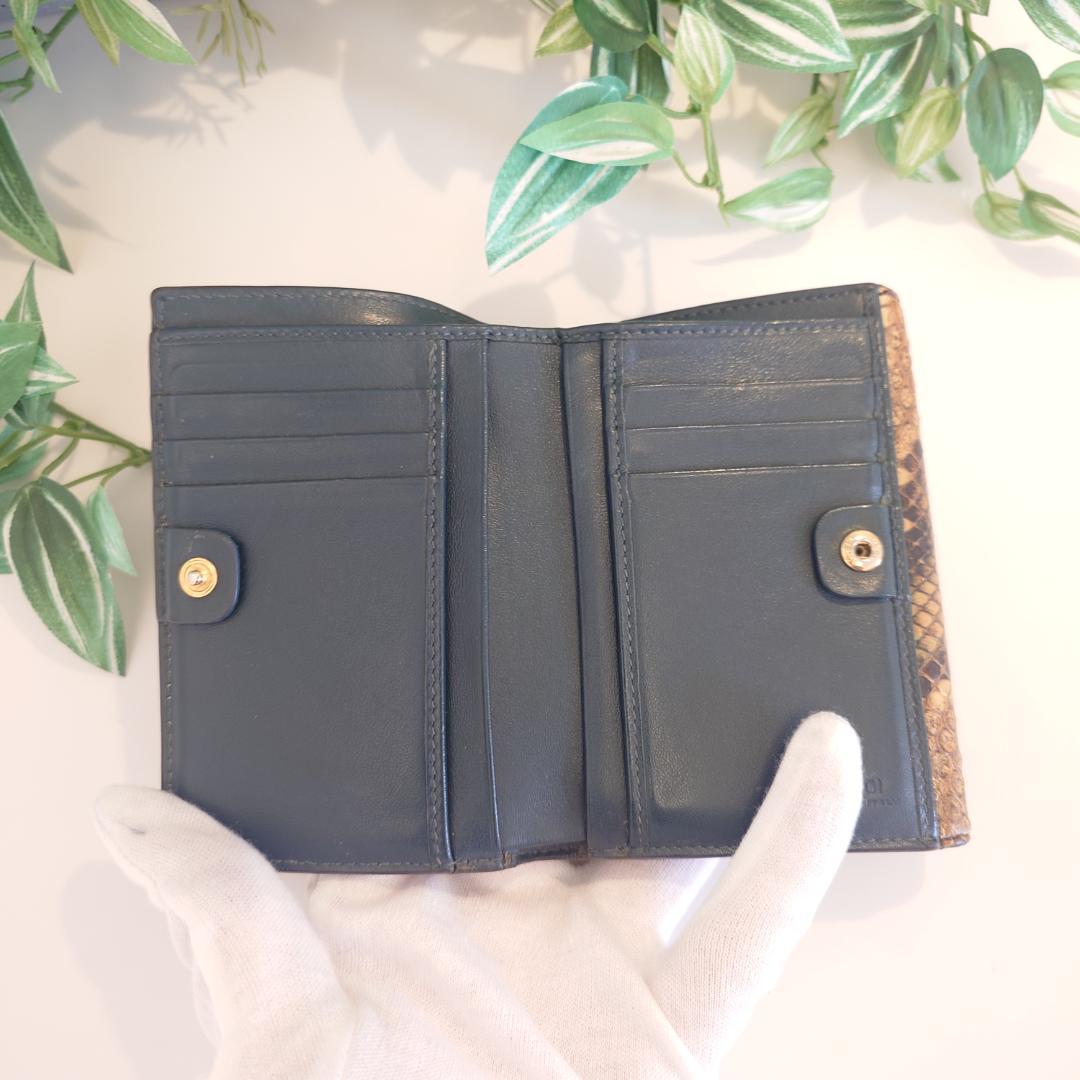 【美品】FENDI フェンディ パイソン ピーカブー ターンロック 3つ折り