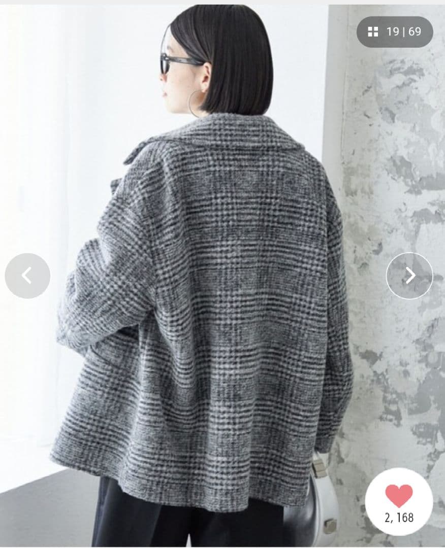 SHIPS スライバー チェック ショート Pコート