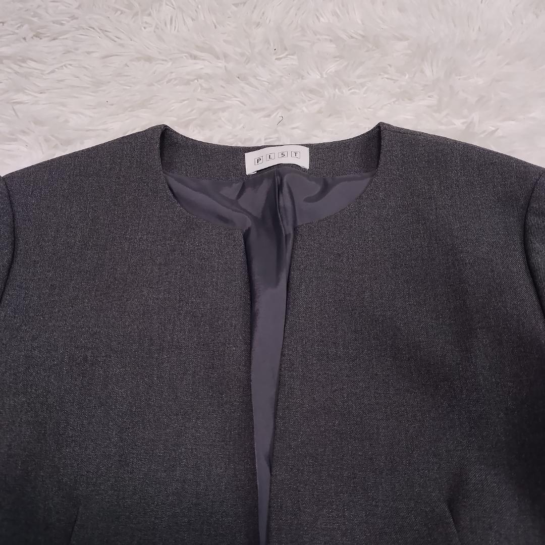 【美品】PLST セットアップ スカートスーツ 洗濯可 ウォームリザーブ グレー