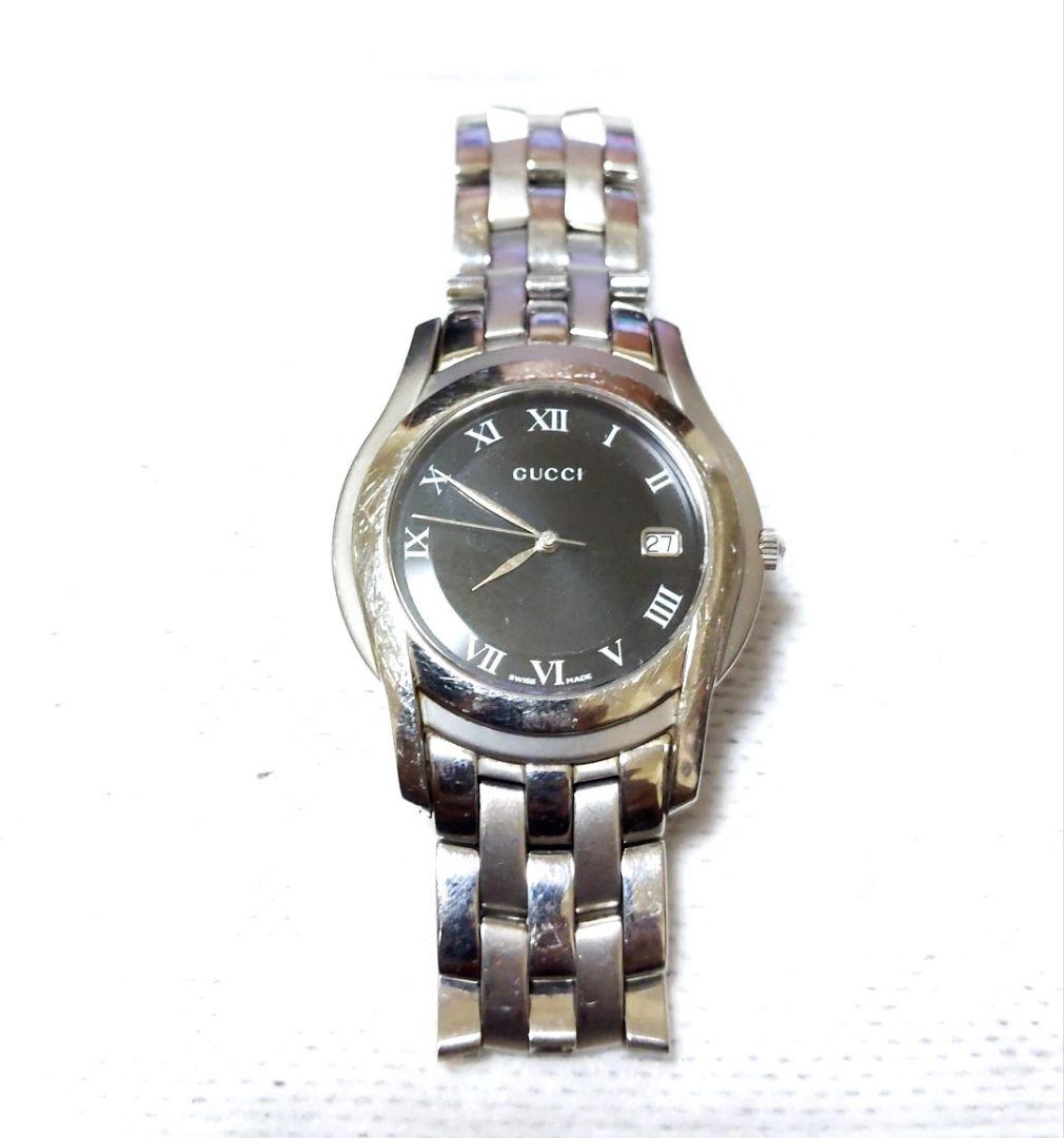 値下げ　GUCCI アナログ時計 ステンレススチール ブラック　腕時計