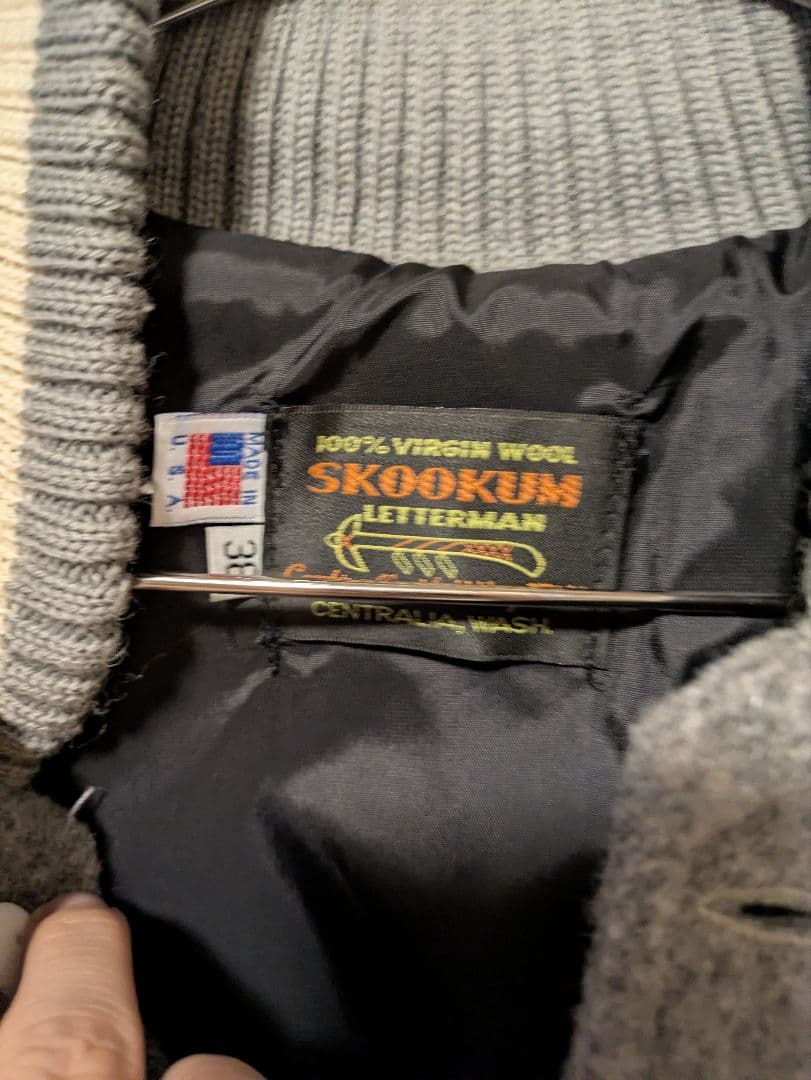 SKOOKUMアメリカ製アワードジャケット　オフホワイト　グレー　ホワイト