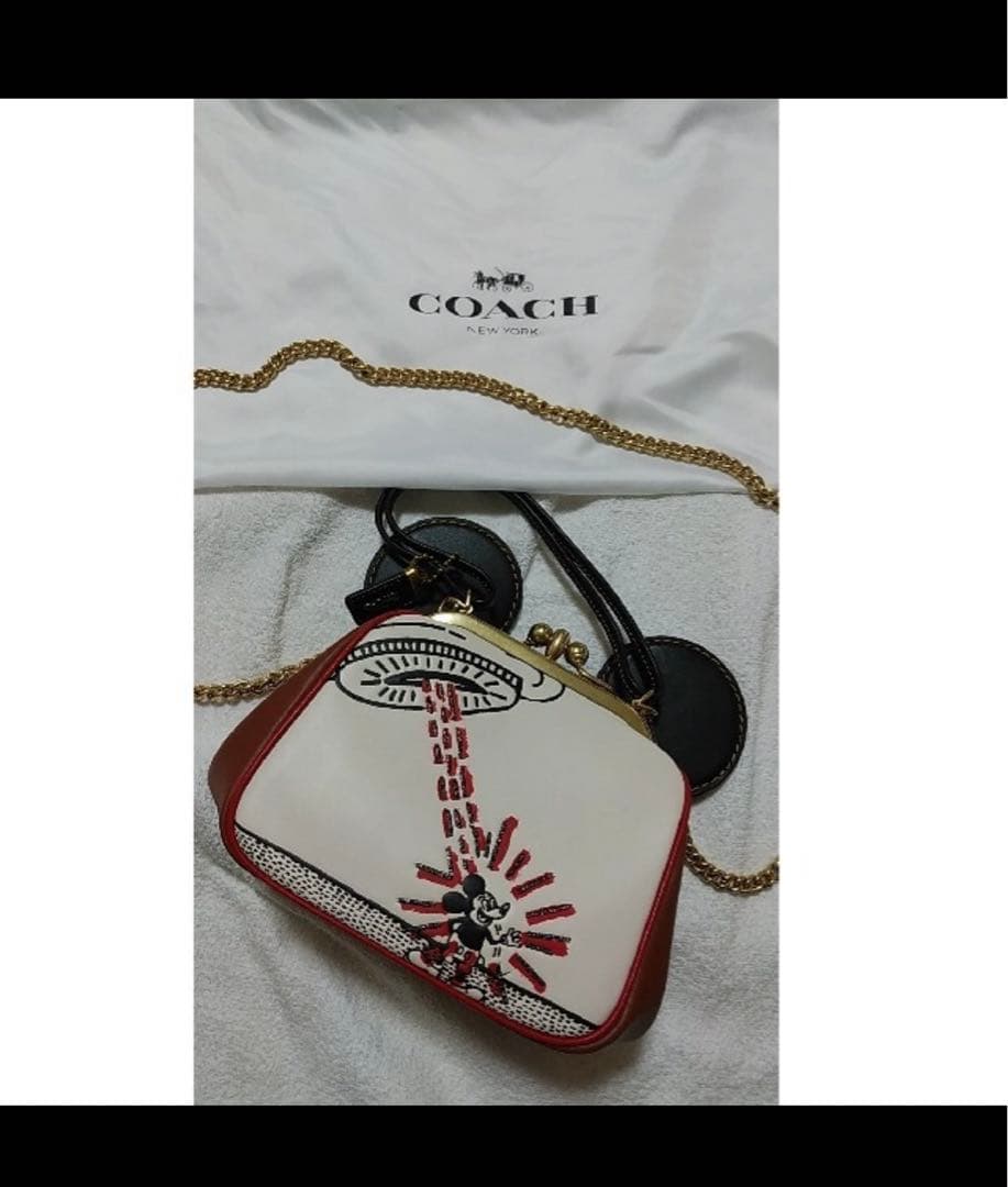 ミッキー　キスロック　ハンドバッグ　COACH ショルダーバッグ　キースヘリング
