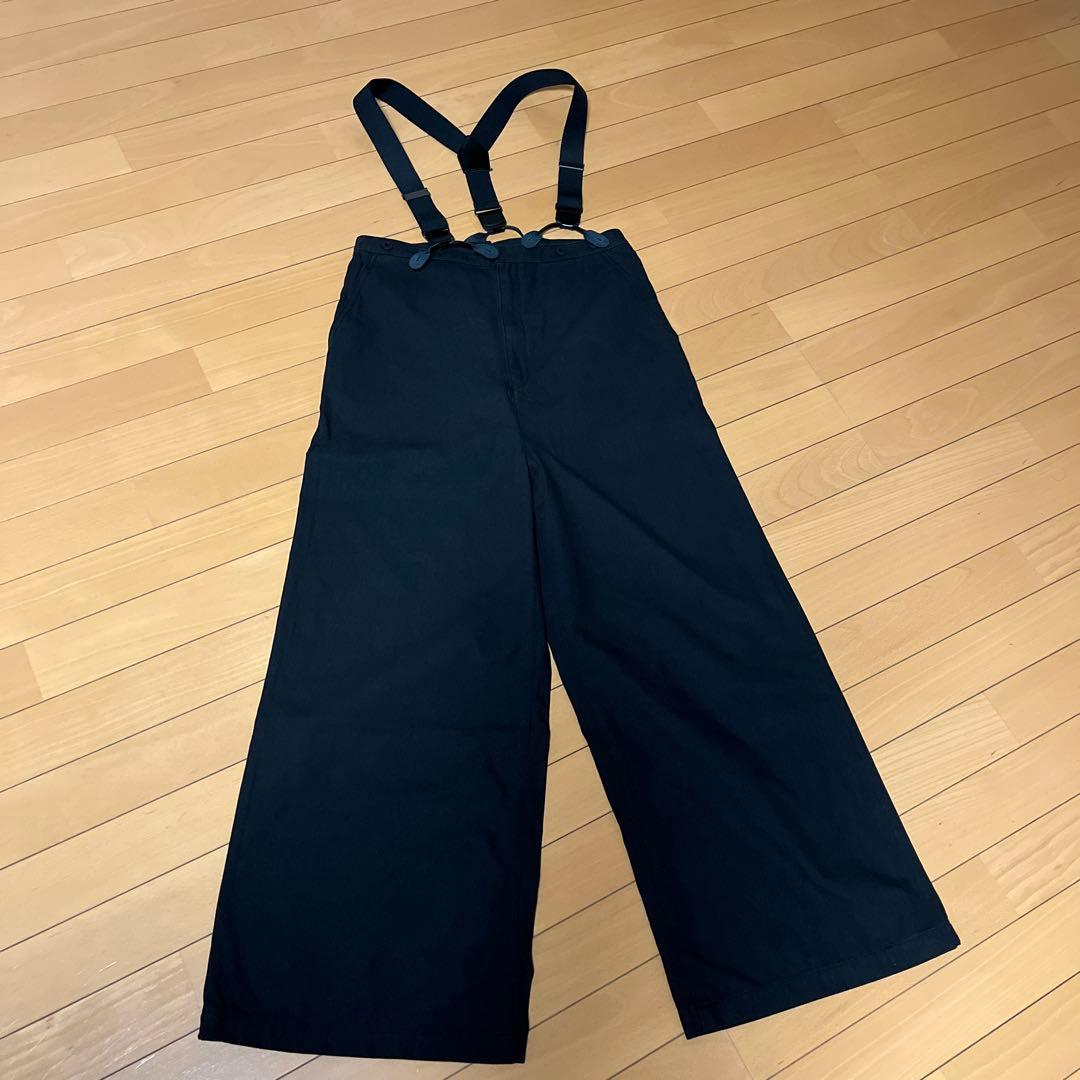 スピックアンドスパン サスペンダー付きワーカーパンツ　ブラック