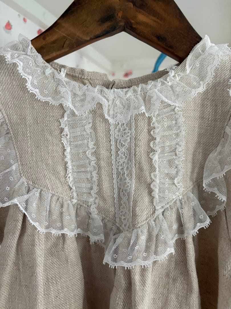 monbebe リネン レース付き ワンピース　親子セット