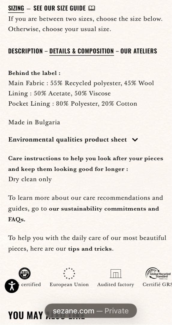 ❤️SEZANE MICHELE ジャケット ネイビー 36