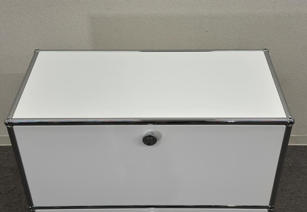 ■USMハラー■キャビネット　1列2段　白　鍵なし　オフィス　リビング　収納