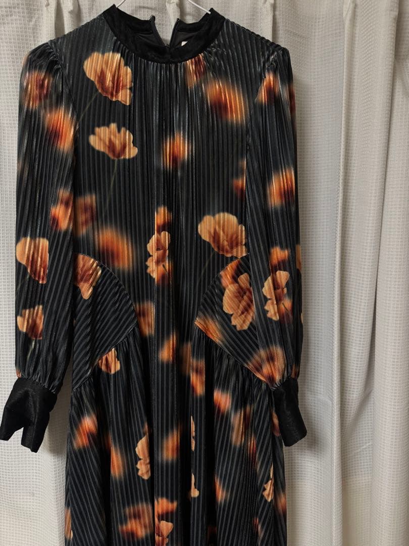 Ameri vintage MILA VELOUR CUT DRESS 黒