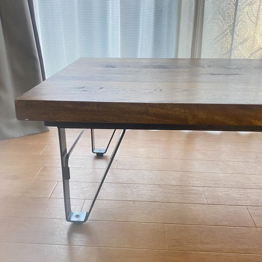 トロリーテーブル センターテーブル ローテーブル レトロ系 木製 鉄車輪付き