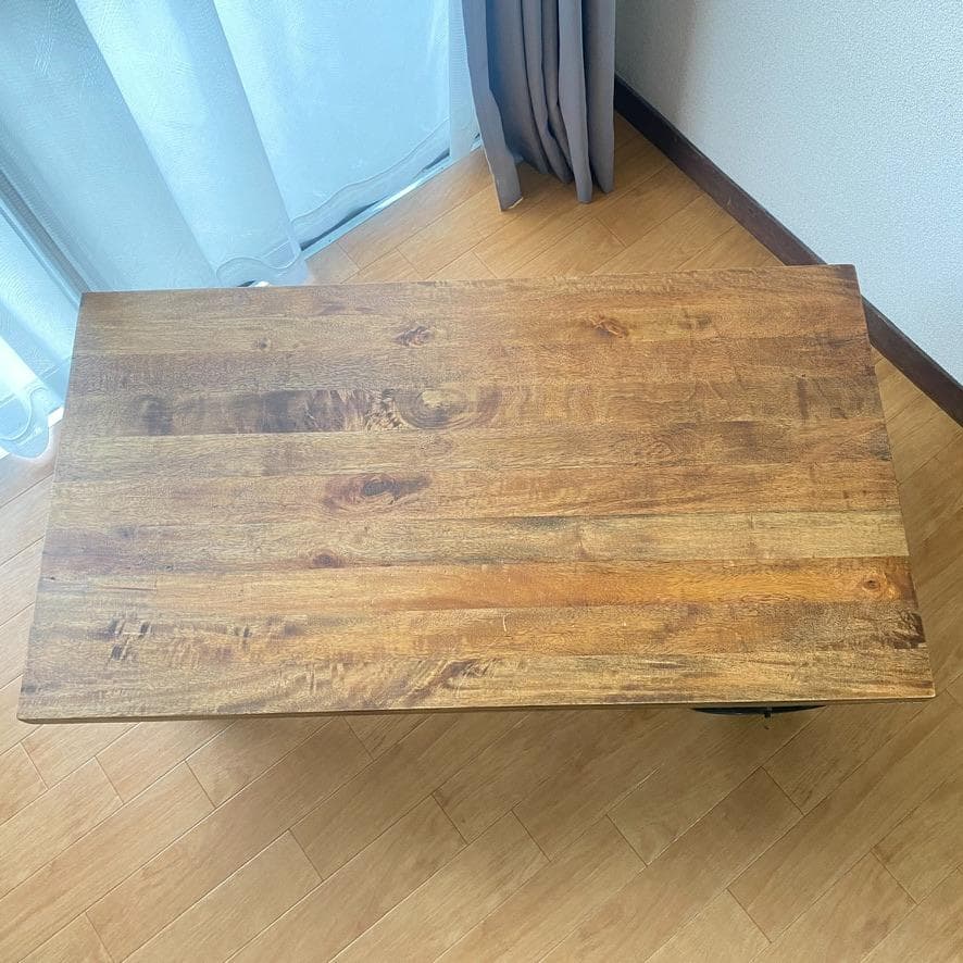 トロリーテーブル センターテーブル ローテーブル レトロ系 木製 鉄車輪付き