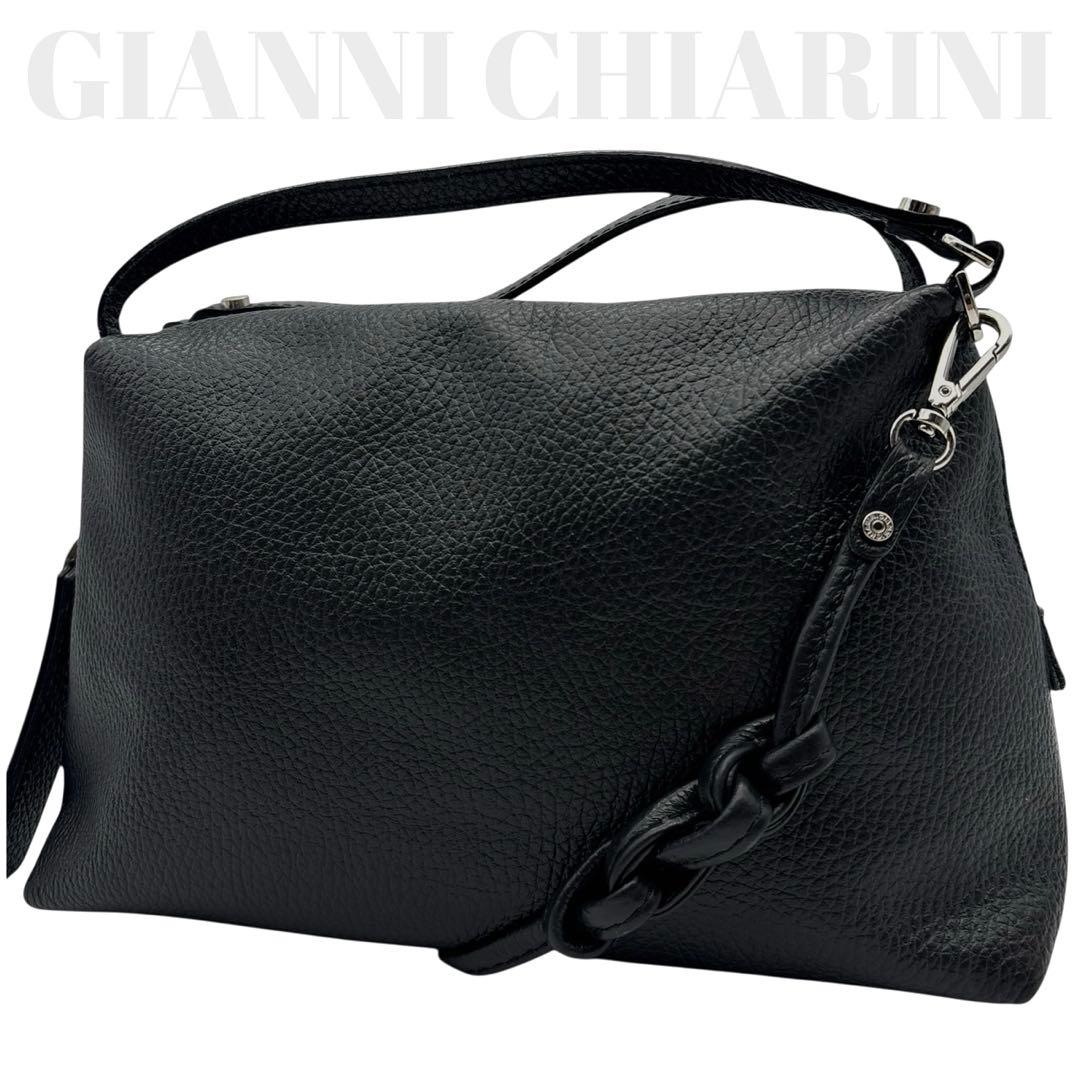 美品◎ ジャンニキャリーニ アリファ 2way 斜めがけ可 ショルダーバッグ 黒