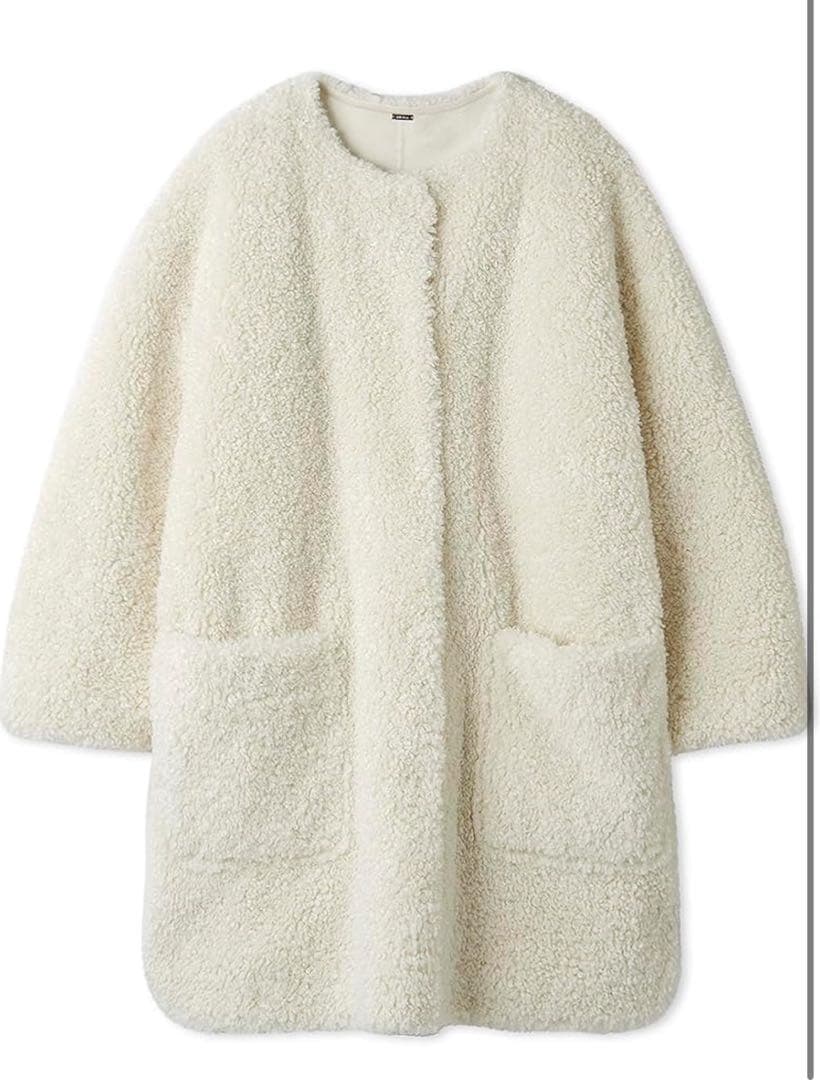 MilaOwen ミラ オーウェン　ノーカラーシャツカーブボアコート　美品