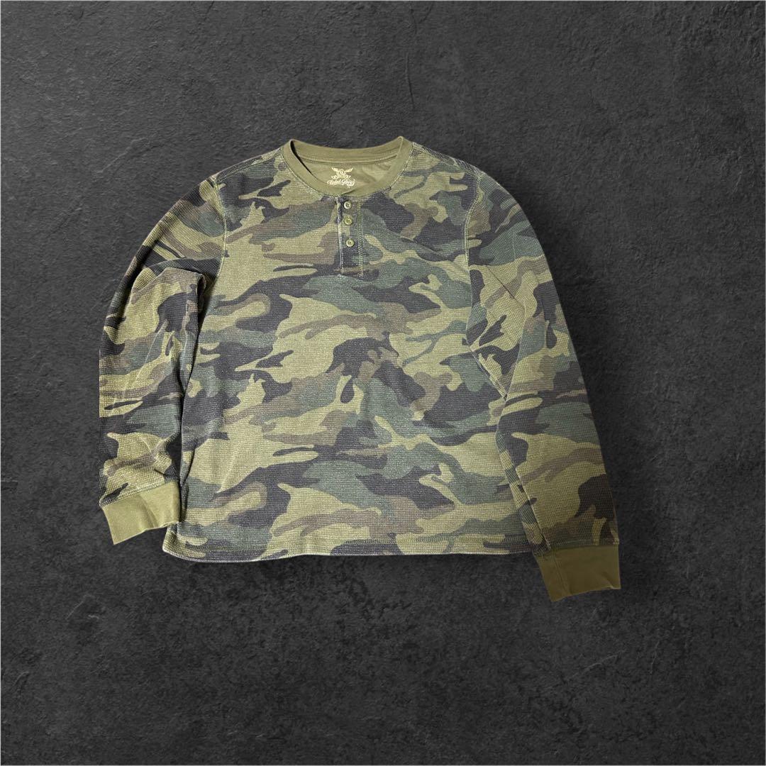 90s 00s 迷彩サーマル　ヘンリーネック　ロンT vintage