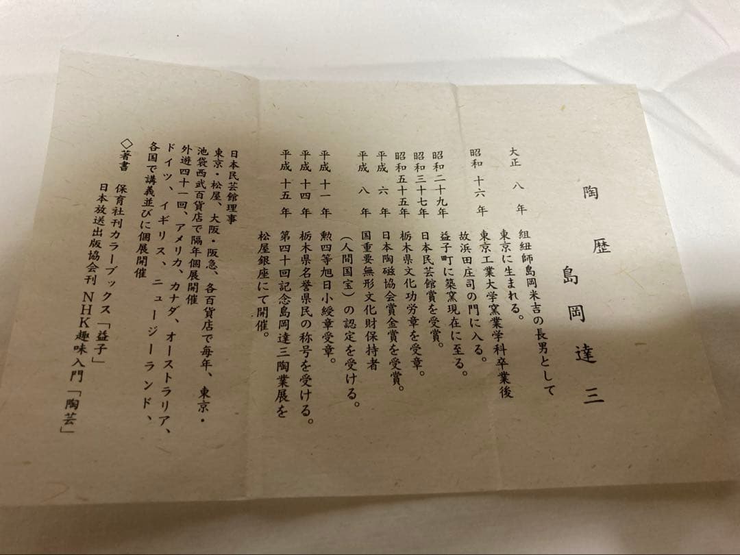 島岡達三　人間国宝　益子焼　地釉縄文象嵌皿　濱田庄司の弟子　民藝