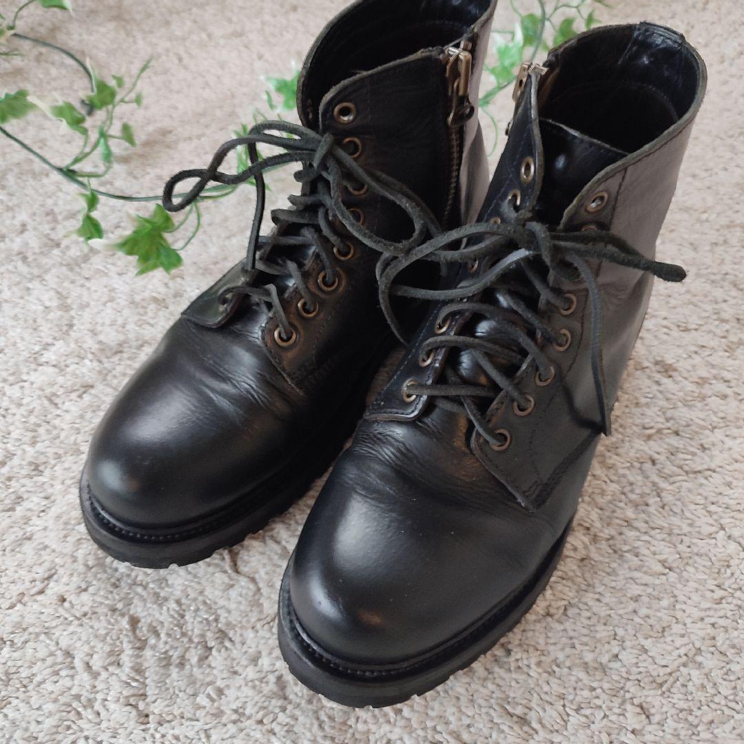 美品BUTTERO(ブッテロ) サイドジップワークブーツ ブラック26cm　40