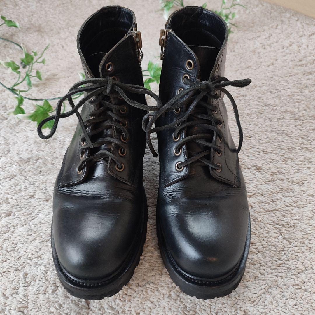 美品BUTTERO(ブッテロ) サイドジップワークブーツ ブラック26cm　40