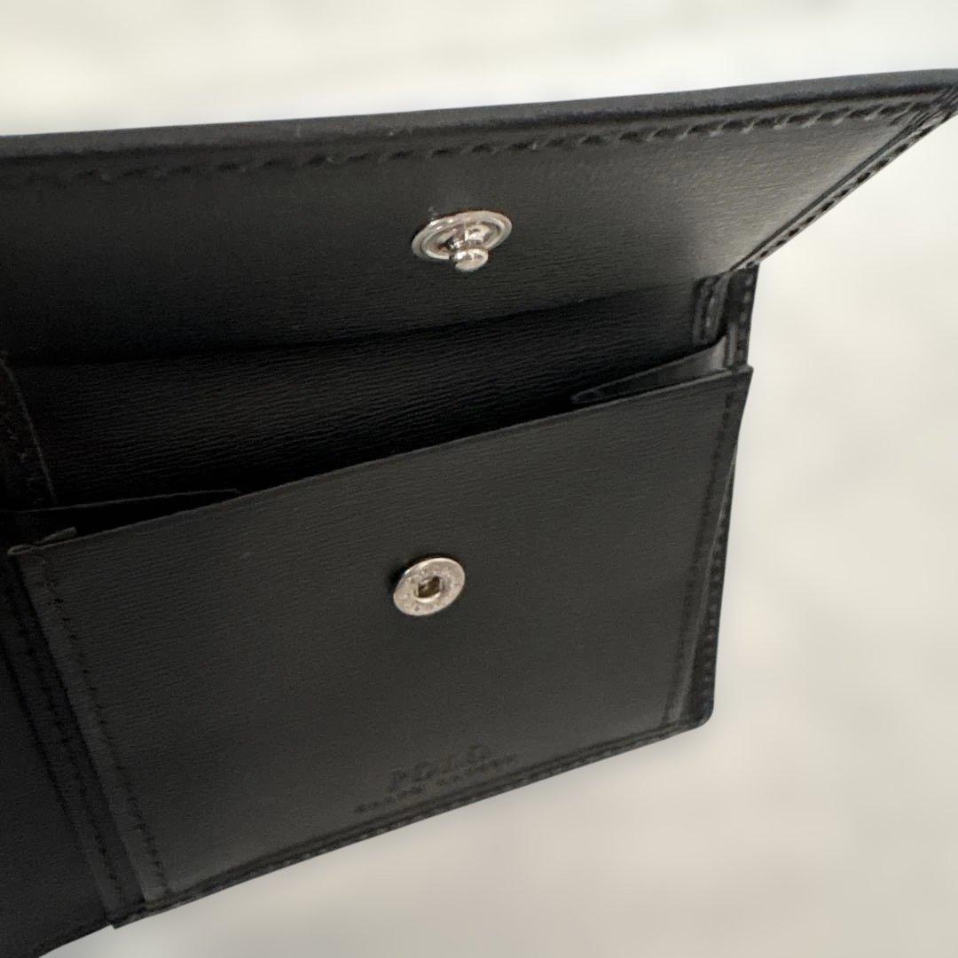 ポロ ラルフローレン 財布 二つ折　メンズ レザー　エンボス　新品未使用品