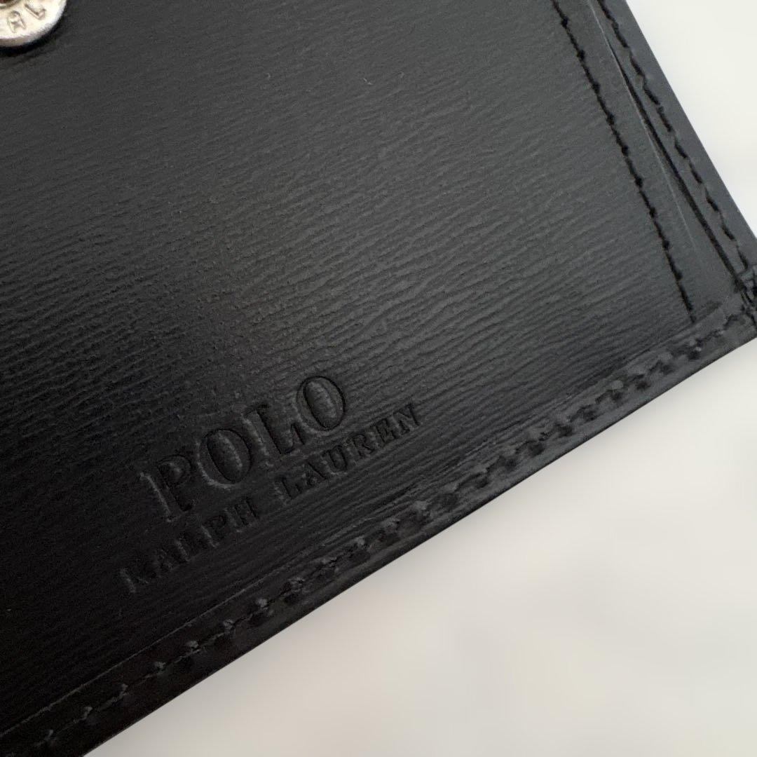 ポロ ラルフローレン 財布 二つ折　メンズ レザー　エンボス　新品未使用品