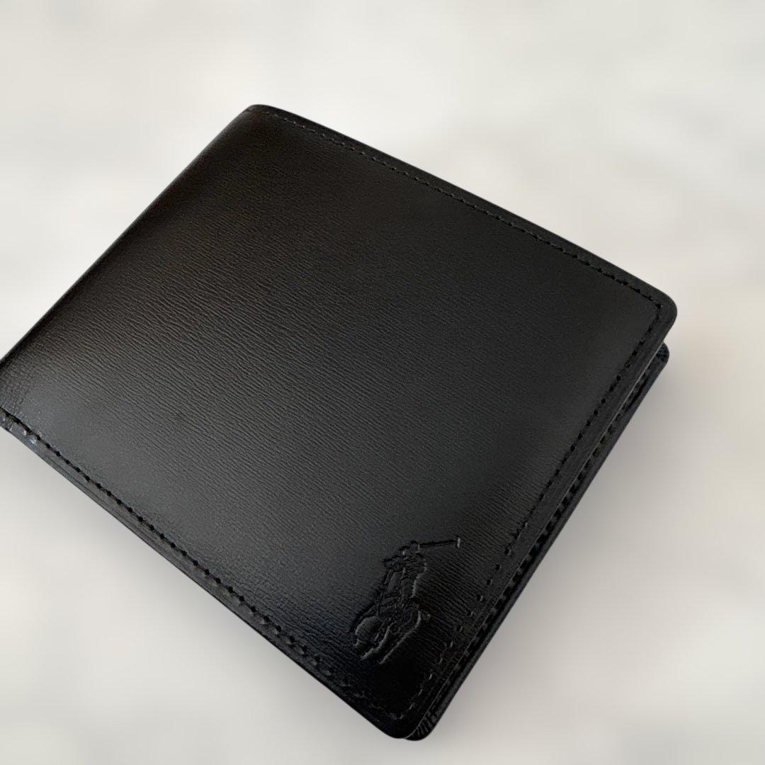 ポロ ラルフローレン 財布 二つ折　メンズ レザー　エンボス　新品未使用品