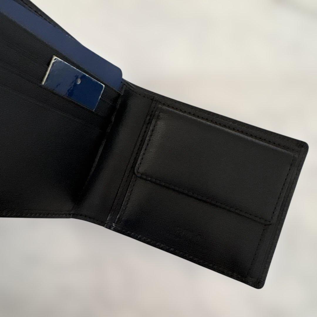 ポロ ラルフローレン 財布 二つ折　メンズ レザー　エンボス　新品未使用品