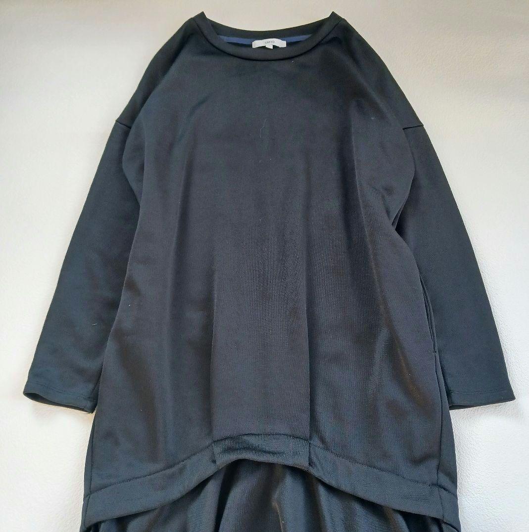UN3D.　アンスリード　レイヤードスウェットワンピース　ブラック　36