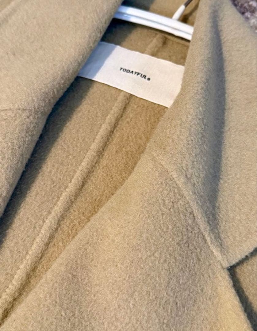 todayful ウールオーバーコート ベージュ　36 ロングコート