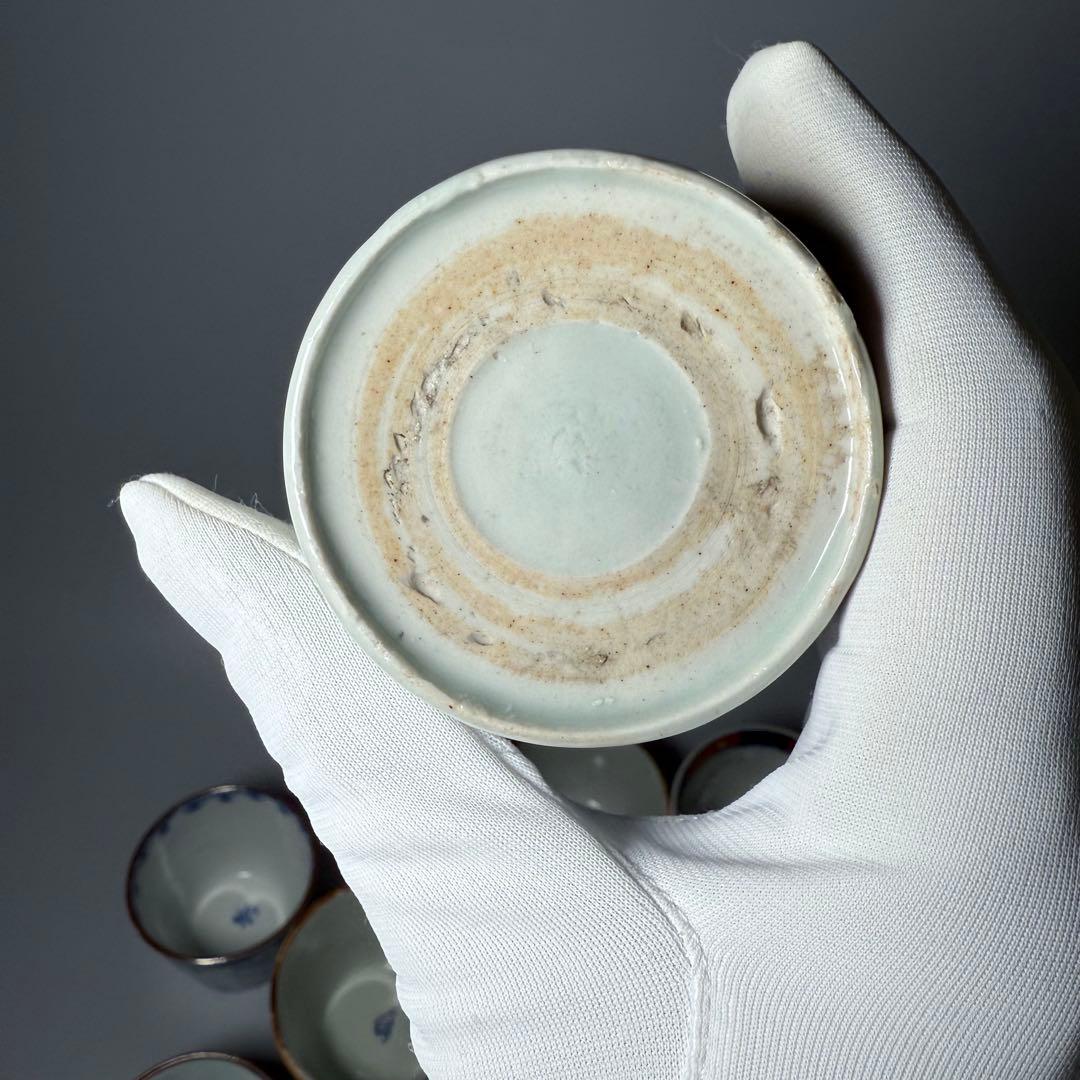 幕末〜昭和初期　そば猪口　まとめて12点　おまけで箸置き6個　染付　色絵