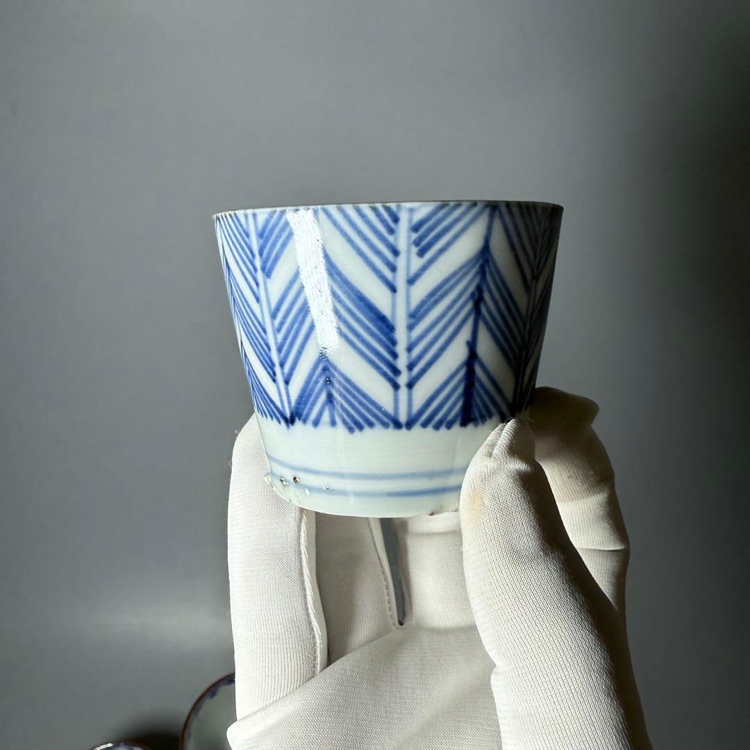 幕末〜昭和初期　そば猪口　まとめて12点　おまけで箸置き6個　染付　色絵