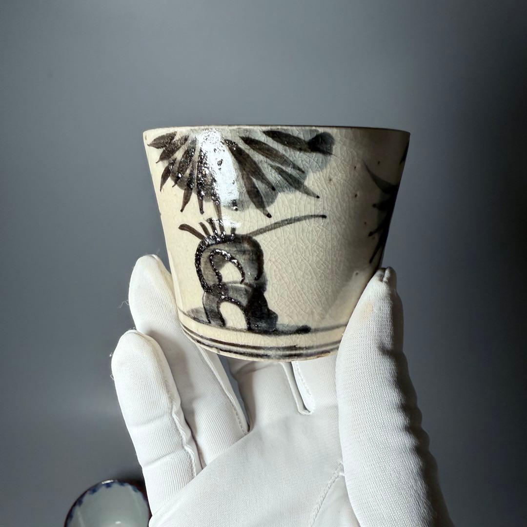 幕末〜昭和初期　そば猪口　まとめて12点　おまけで箸置き6個　染付　色絵