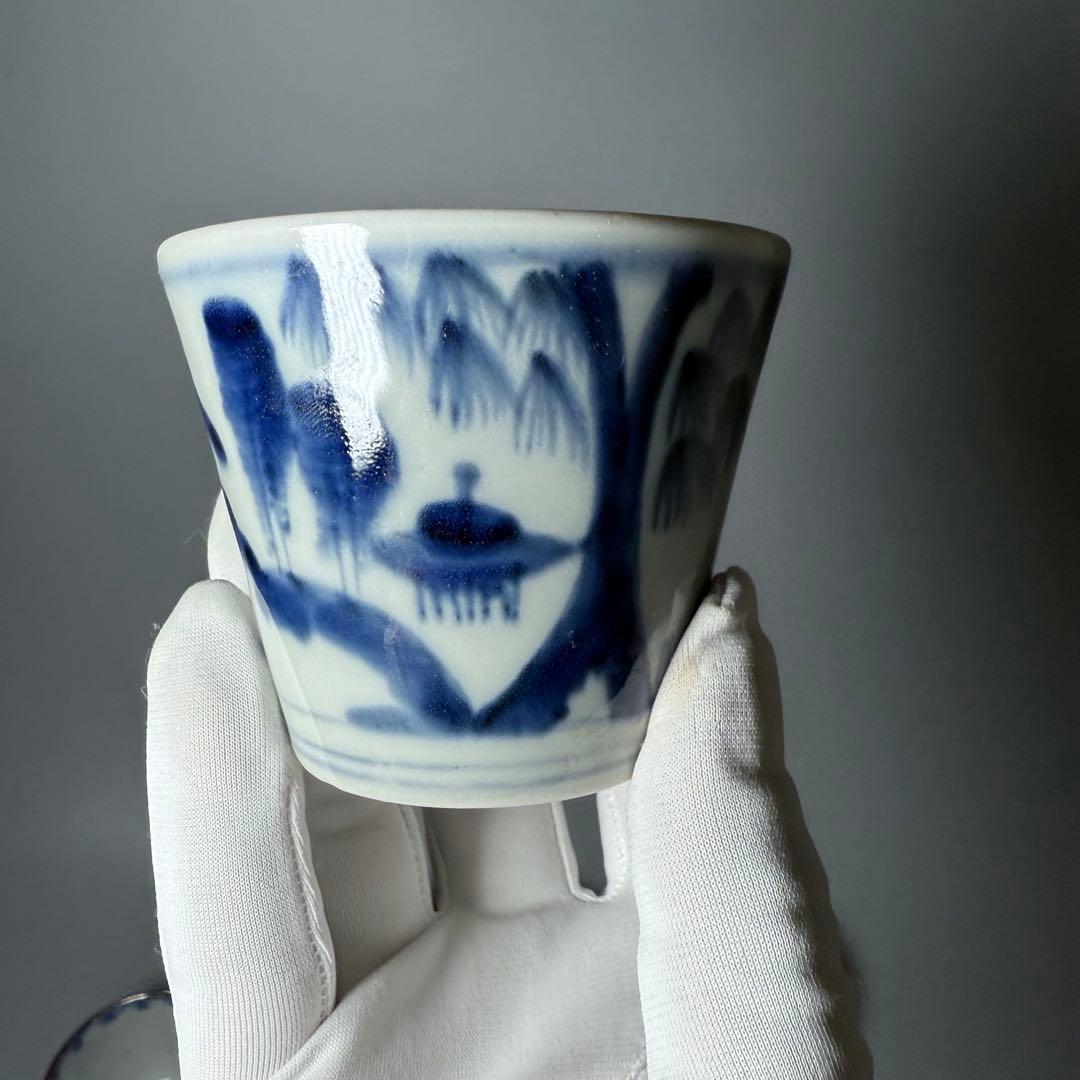 幕末〜昭和初期　そば猪口　まとめて12点　おまけで箸置き6個　染付　色絵