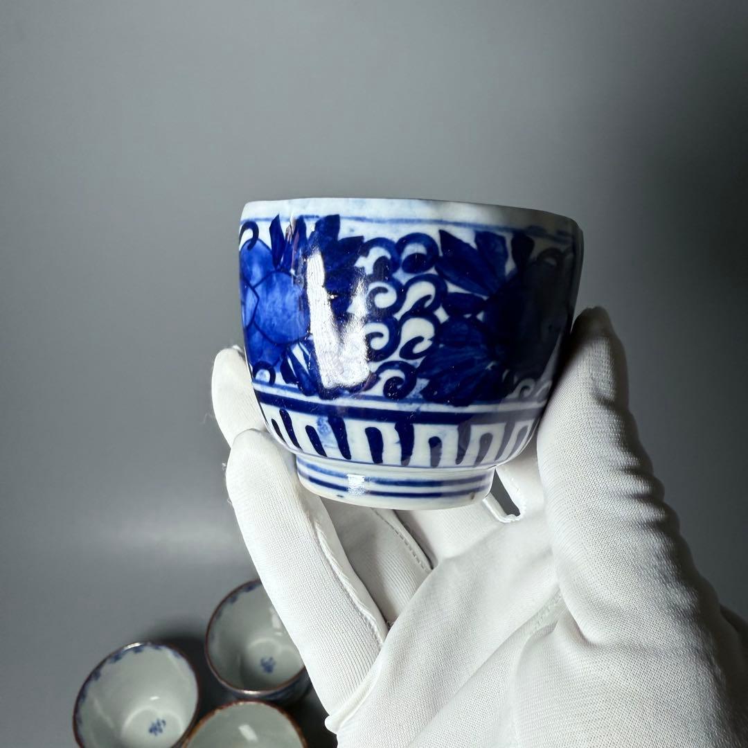 幕末〜昭和初期　そば猪口　まとめて12点　おまけで箸置き6個　染付　色絵