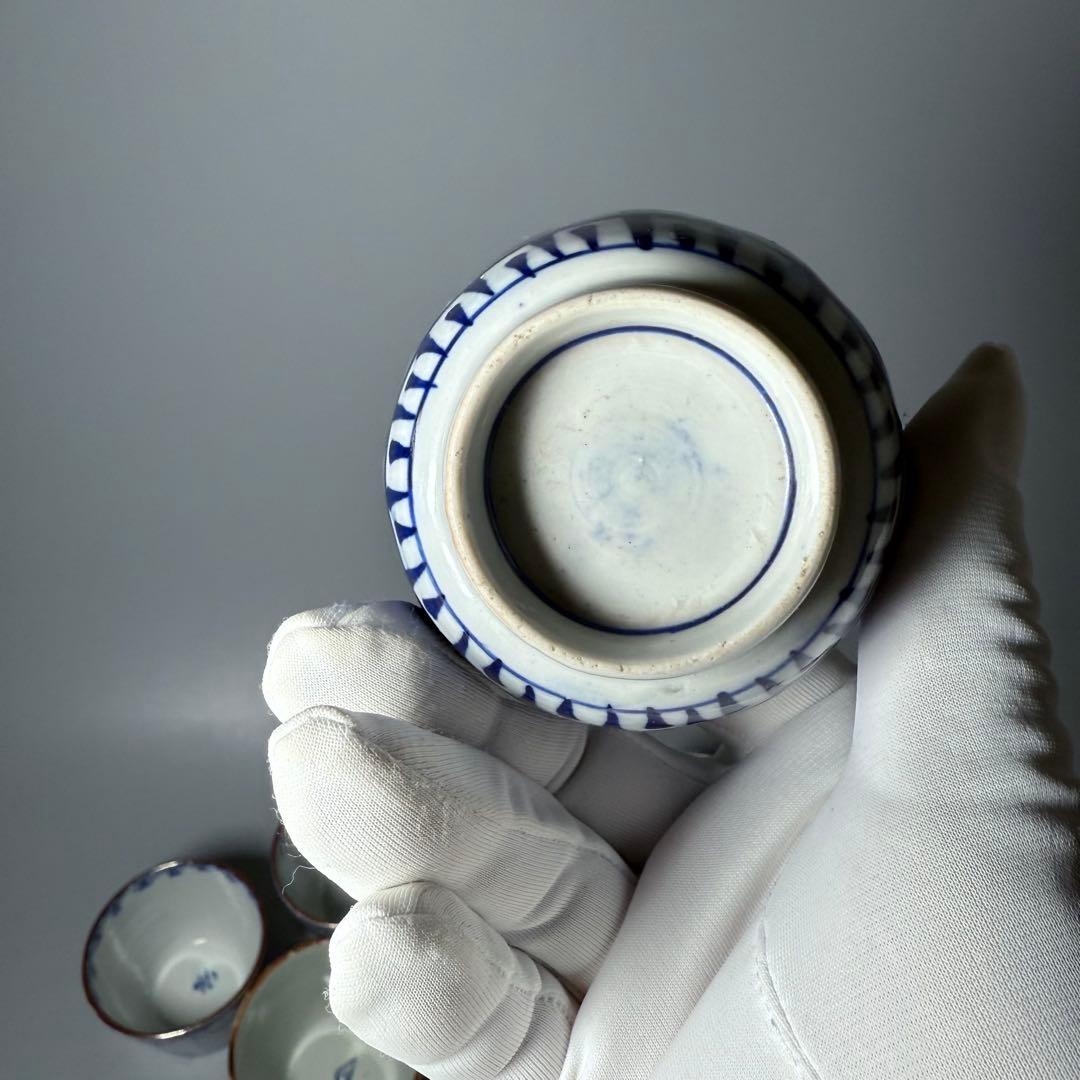 幕末〜昭和初期　そば猪口　まとめて12点　おまけで箸置き6個　染付　色絵