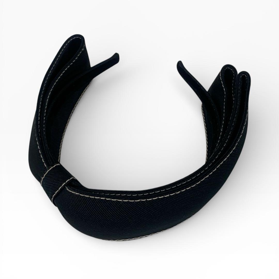 美品　Alexandredeparis ヘアカチューシャ リボン ステッチ　黒