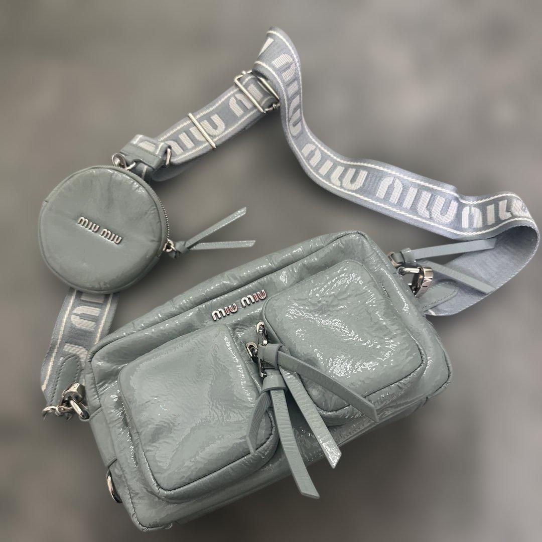本日のみmiu miu ショルダーバッグ 水色かわいいケース付き