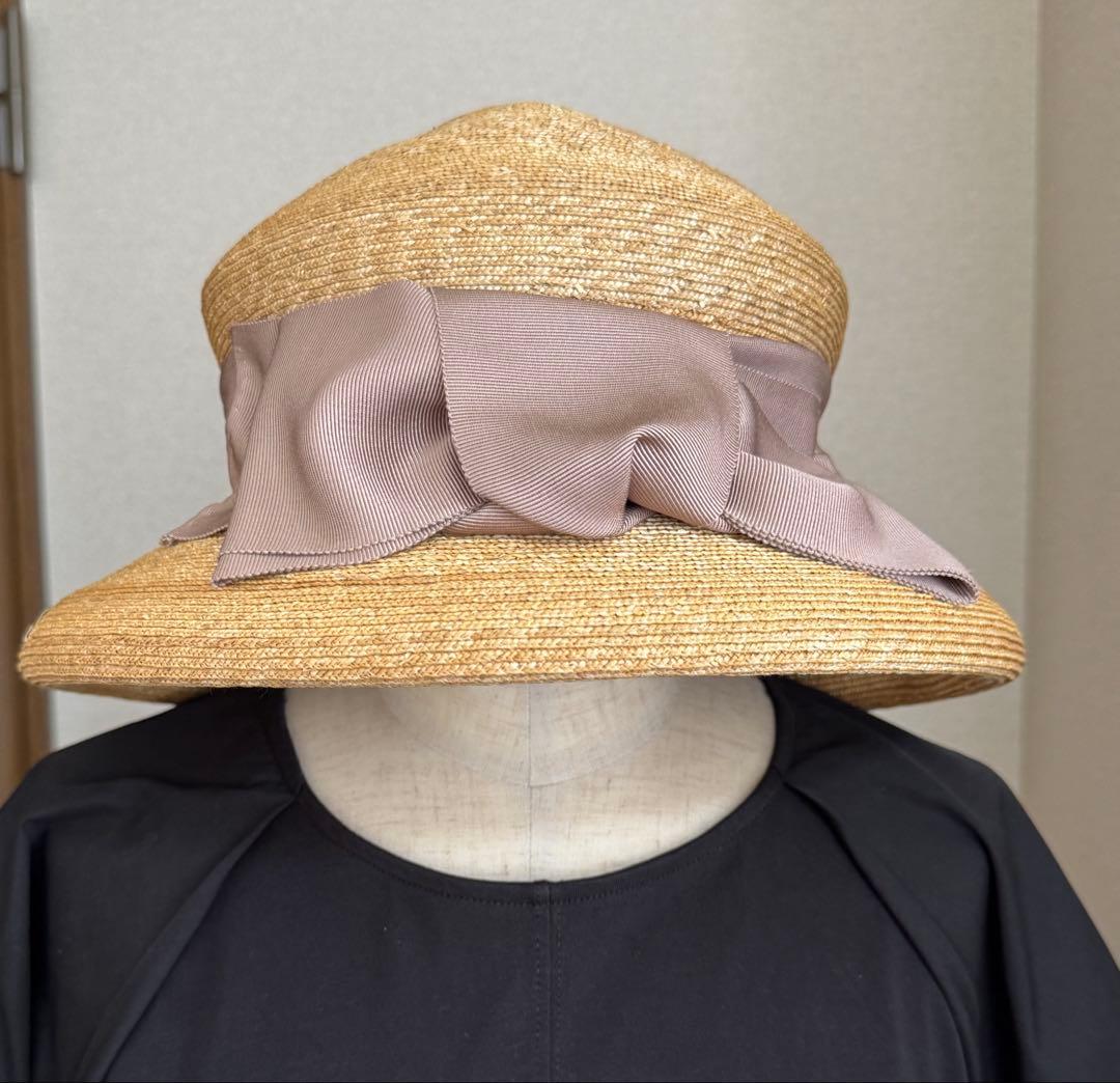 旅行に！COTTAGEの帽子　 麦わら帽子 べージュリボン付き