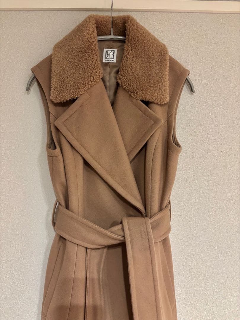 【新品】　laube blanc Belted Wool long gilet