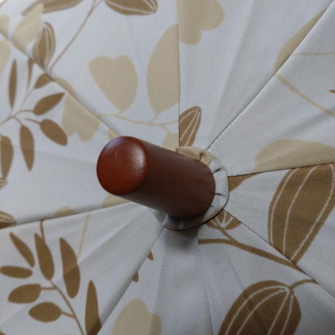 サンバリア100 Sサイズ 長傘 日傘 リーフ柄ベージュ 日本製