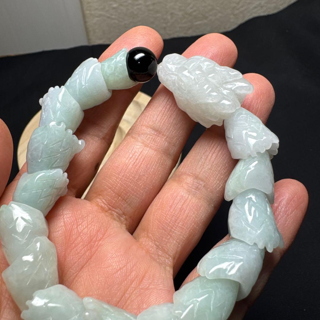 魔除けの王様モリオン黒水晶&全ての繁栄　翠製　龍神ブレスレット