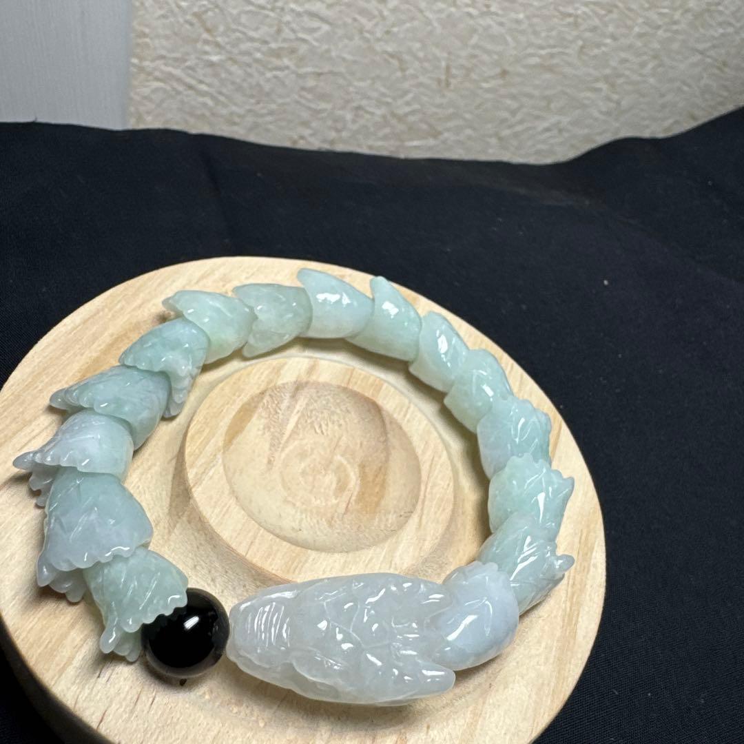 魔除けの王様モリオン黒水晶&全ての繁栄　翠製　龍神ブレスレット
