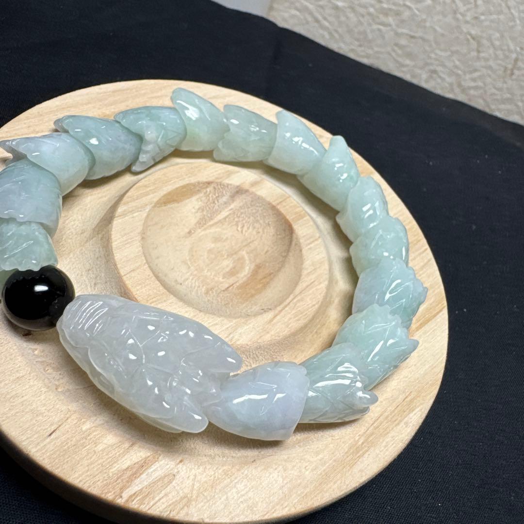 魔除けの王様モリオン黒水晶&全ての繁栄　翠製　龍神ブレスレット