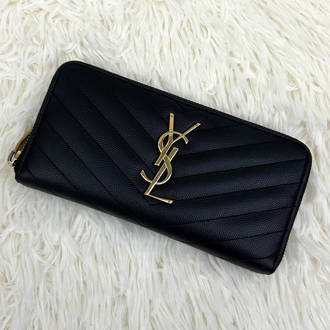 ［美品］SAINT LAURENT ラウンドファスナー カサンドラ 長財布